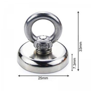 25MM Fishing Magnet - Neodyum Pot Mıknatıs - 1 Adet - Gümüş