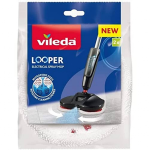 Vileda Looper yedek pedler, sprey paspas için mikrofiber kılıf, %99,9 bakterilere karşı, 2 adet, 169838, beyaz kırmızı